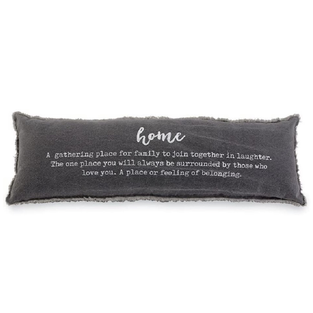 NWT Mud Pie “Home” Large Lumbar Pillow Gray & White Farmhouse Shabby Chic